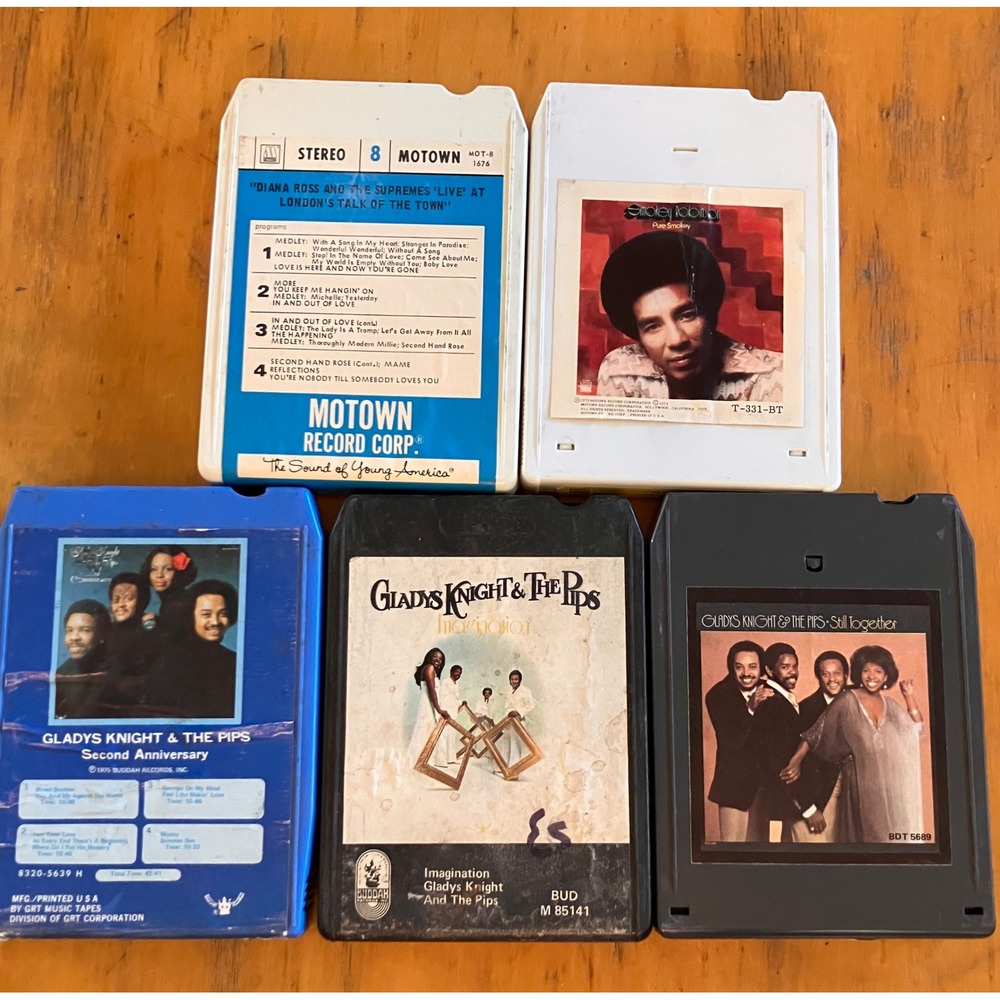 Motown Gladys Knight Smokey Robinson 8-Track Tape Lot OS Multi Soul R&B Vintage